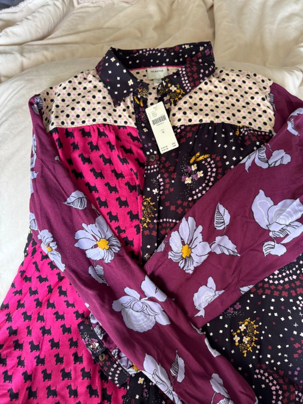 Anthropologie Maeve Mixed Print Button Down Blouse NWT Medium - Picture 3 of 9